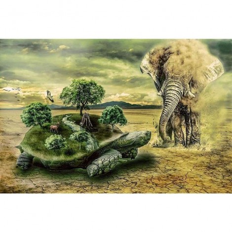 Full Drill - 5D DIY Diamond Painting Kits Fantasy Turtle Forest and Elephant Dessert